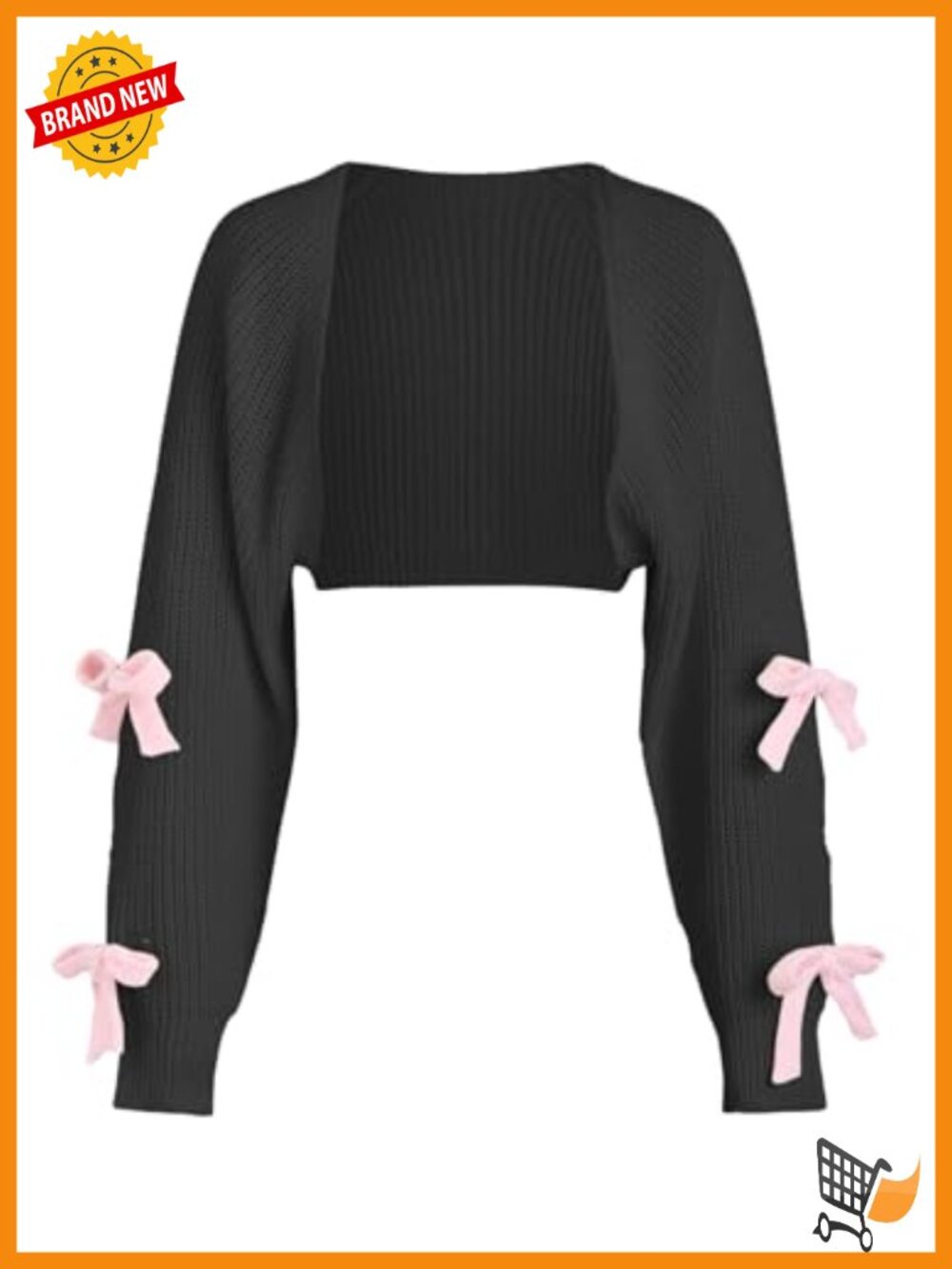 Crop Cardigan Long Sleeve Knitted Shrug Open Front Lightweight